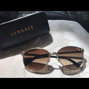 Versace Brushed Pale Gold Sunglasses 2168 1339